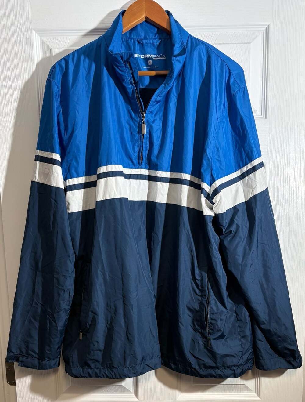Stormpack Tour Golf Windbreaker Jacket XL Blue White Striped